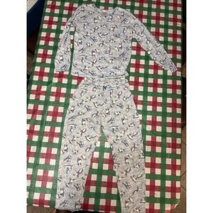 Cuddl Johns Medium women's 100% cotton Penguin winter long sleeve blue Set